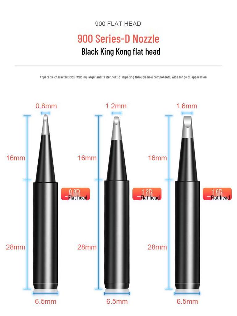 Black Gold Steel 936 Universal Soldering Iron Tip for 937 Stations: Pointed, Horseshoe, Knife Head Styles.