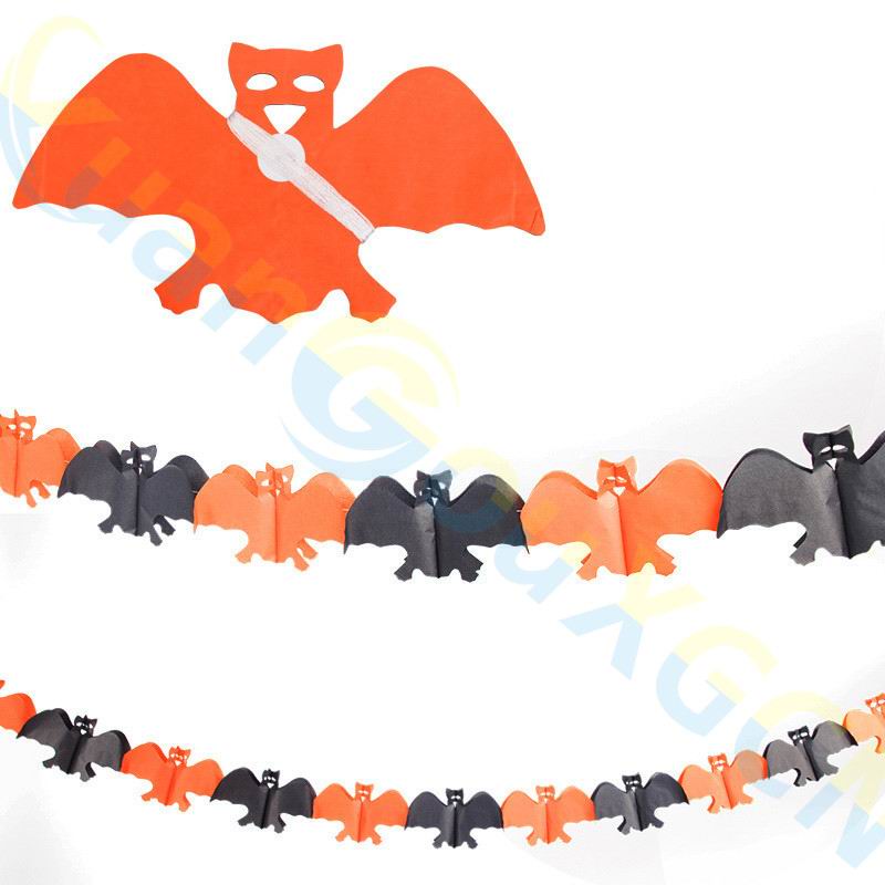 Halloween props Spider pumpkin ghost bats paper chain Halloween Decorations Garland banner paper pull flowers party supplies