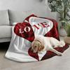 Valentine Love Heart Rose Split Print Flannel Fleece Blanket Soft Throw for Couple Wedding Gift Home Sofa Bed