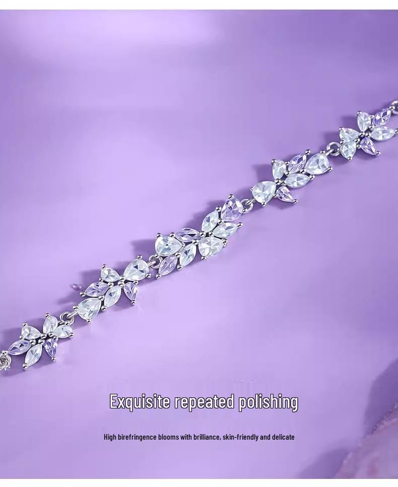 Exquisite S925 Sterling Silver Violet Bracelet for Women - Elegant Design, Perfect Gift for Best Friend or Girlfriend’s Birthday