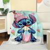 1pc Flannel Cute Stitch Cartoon Pattern Bed Small Cover Blanket Sofa Blanket Birthday Gift Home Decoration 's Room Bedroom