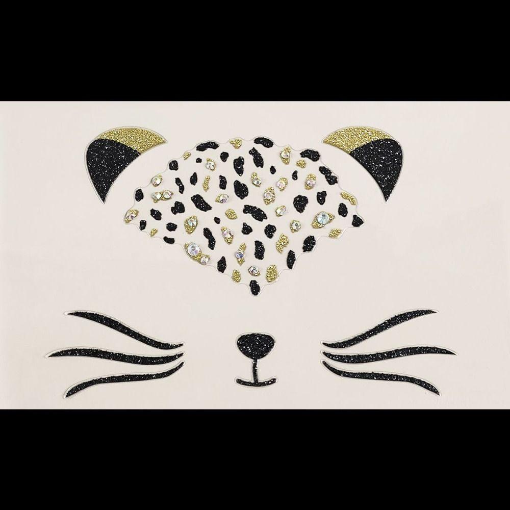 

Временные наклейки на лицо кошки, акриловые тату-наклейки, безопасное тату на лицо кошки, мужские 06