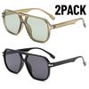 2PACK Vintage Double Bridge Black Sunglasses Women Oversized Square Frame Luxury Shades Sun Glasses Female Pilot Eyewear