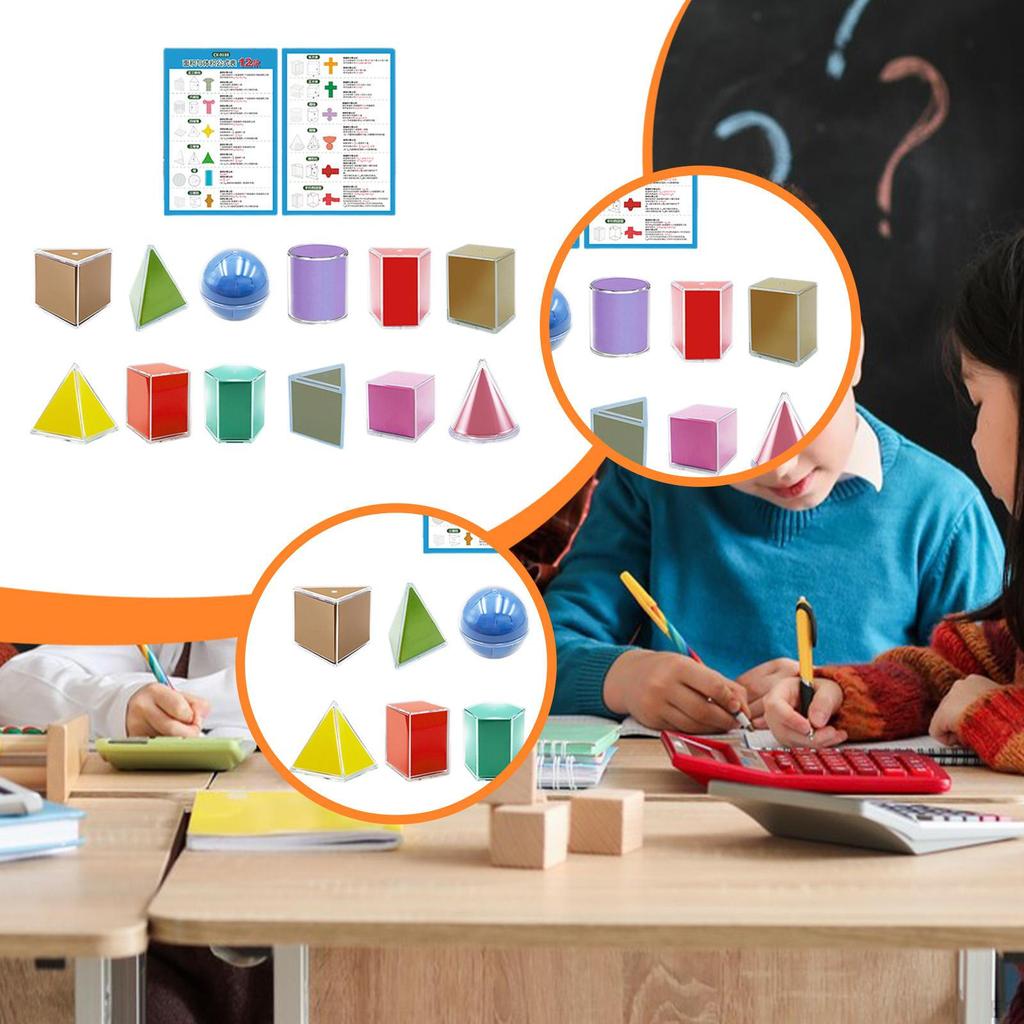 12Pcs Folding Geometric Shapes Back to School Supplies Geometry Educational Toys Solids