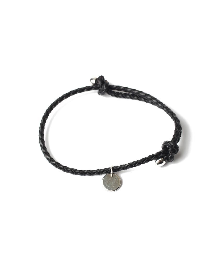Scalettoblack Bw036 Leather Round Pendant Bracelet