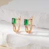 New Emerald Square Cut Zircon Drop Earrings For Women Luxury  Rose Gold Color High Quality Daily Fine Jewelry Best Gift