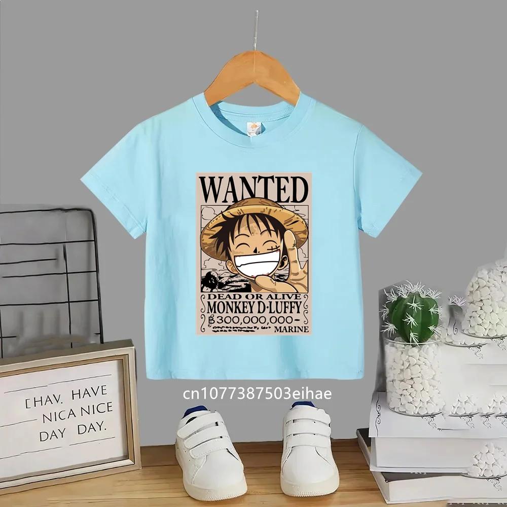 Anime One Piece Monkey D Luffy Printed Cotton Tshirt Summer Boy and Girl Clothing Fashion Casual Street Tshirt Fan Gifts