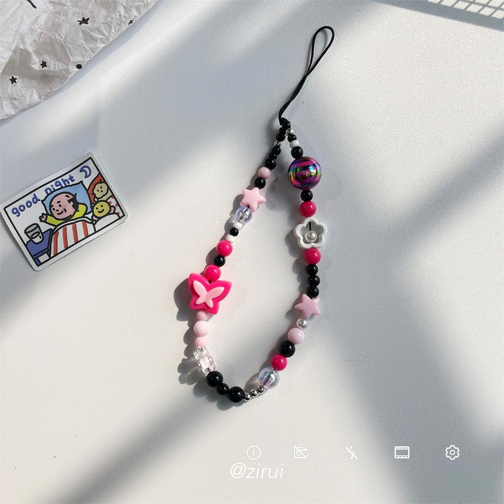 

Cute Phone Charms Beaded Strap Cellphone Keychain Bear Butterfly Heart Cool Charm for Bag Keyring Camera Pendants Decor 1