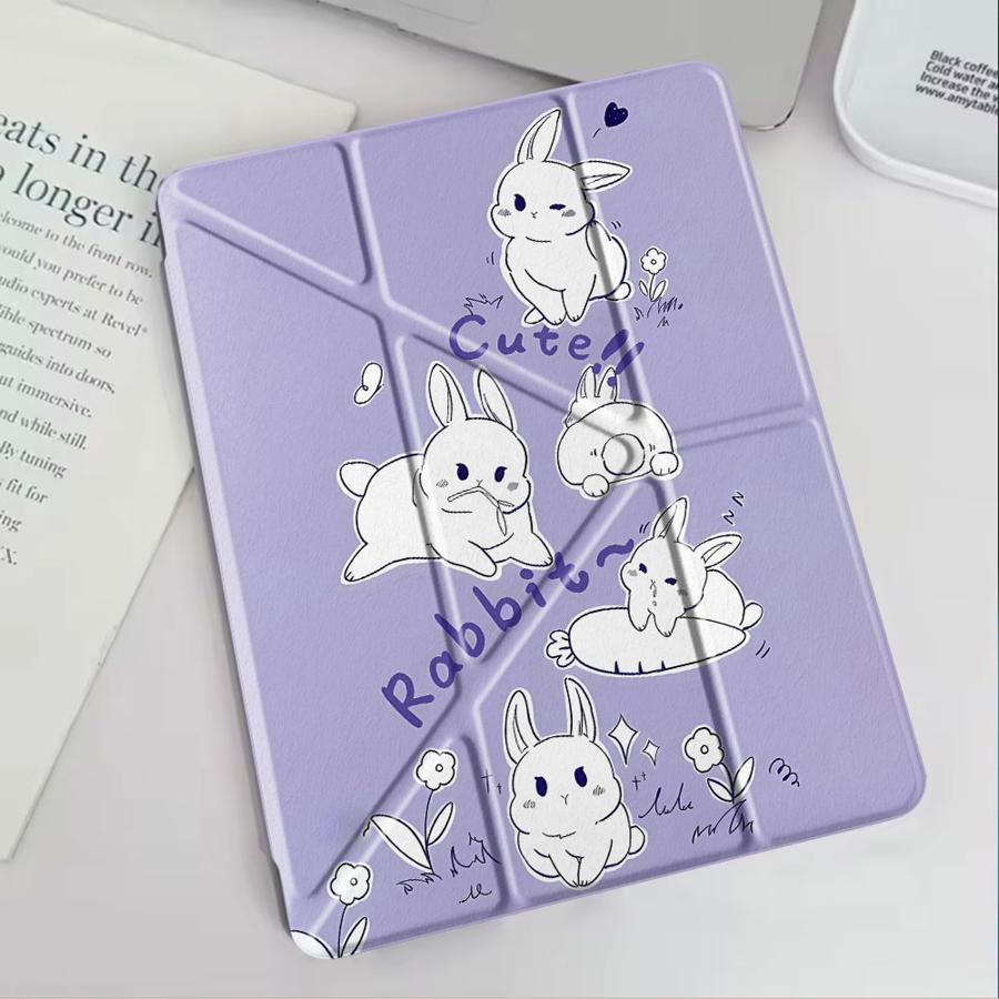 Purple And White Little Rabbit Tablet Case For iPad Mini 6 7 Air 4 5 M3 M2 1 2 M4 11inch Pro 2025 Pro 11th 10th 9th 8th 7th