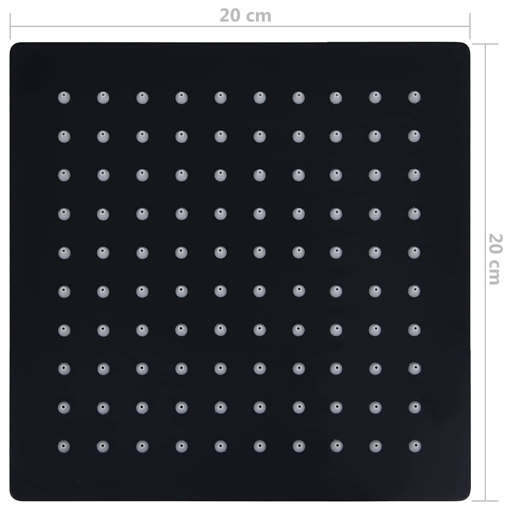 Rain Shower Head Stainless Steel 20x20 Cm Square Black