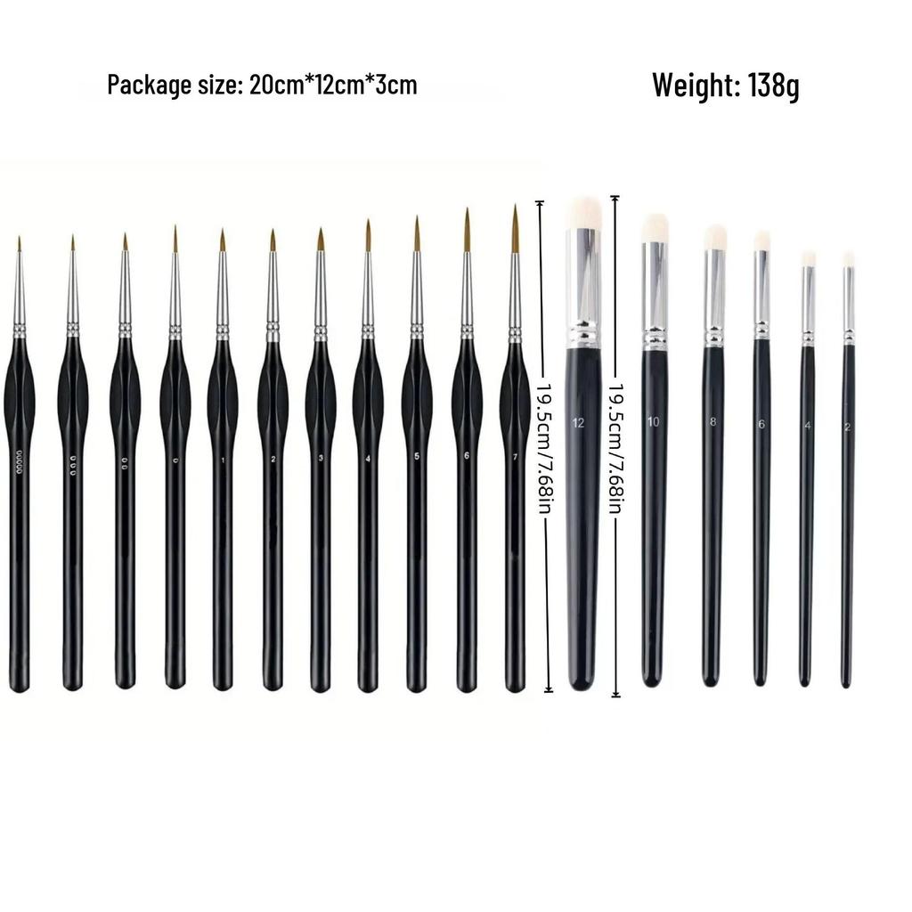 6-Piece Art Brush Set for Acrylic, Oil, Watercolor & Pottery Painting