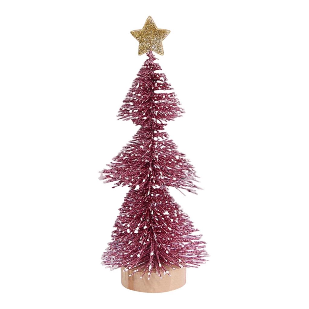 Artificial Mini Christmas Tree Christmas Decoration .84inch Sturdy with Wood Base with Snow for Party Xmas Crafting