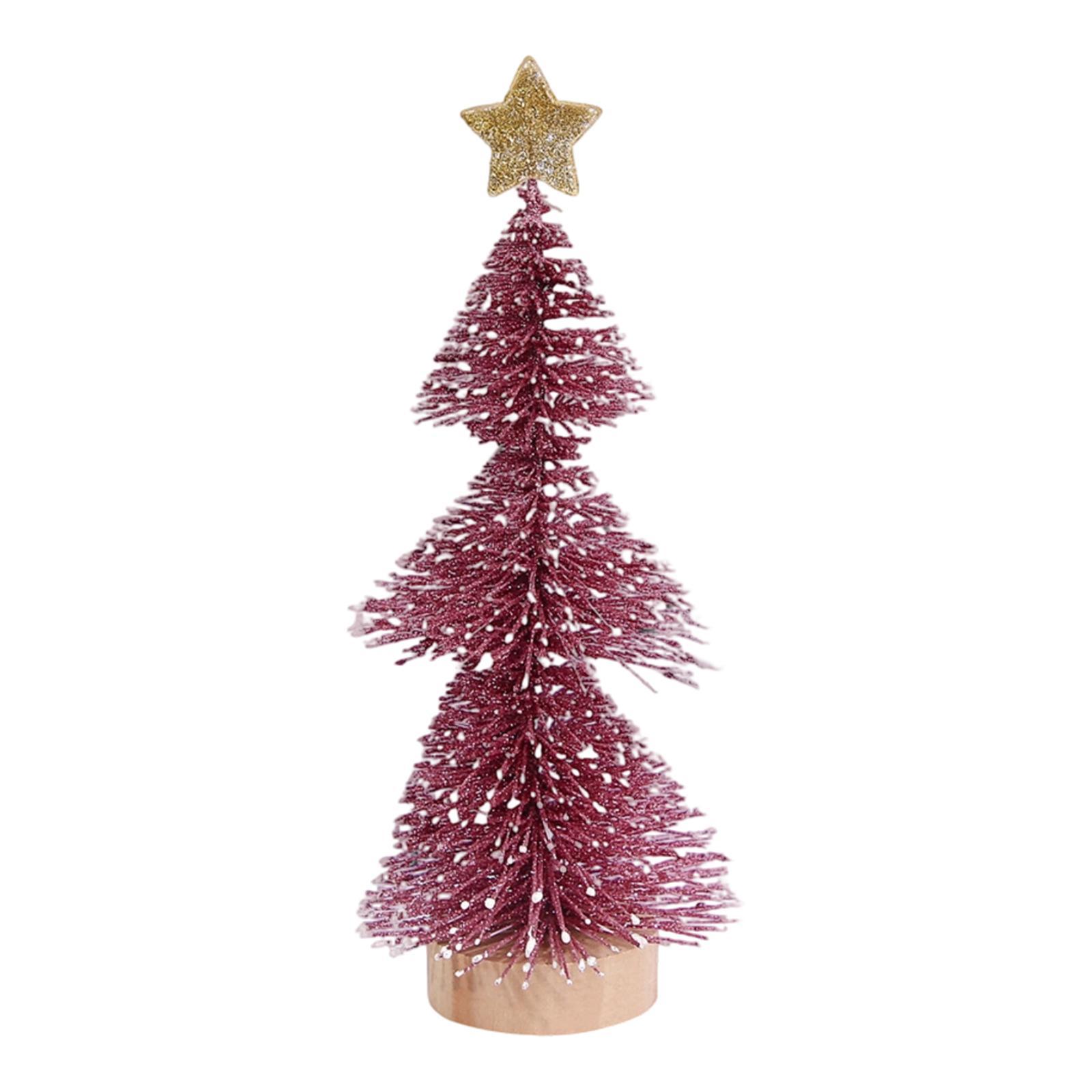 

Miniature Christmas Tree Creative Sturdy 25cm Christmas Decoration with Snow with Wooden Bas for Table Xmas Holiday Party Decor червоний