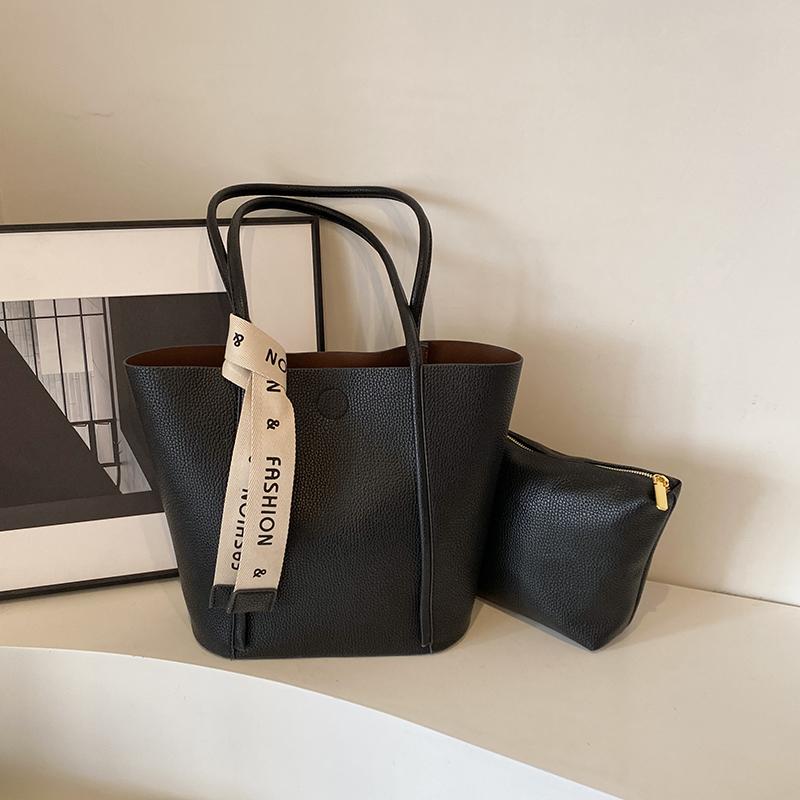 

Однотонная сумка-тоут из высококачественного ПУ материала с зернистой текстурой личи, сумка через плечо, большая вместимость, для шопинга, поездок на работу, бизнеса