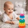 Baby Spinning Stacking Toys Sensory Toys for Toddlers Rainbow Ring Spin Montessori Toys for Girl Boy Christmas Birthday Gifts