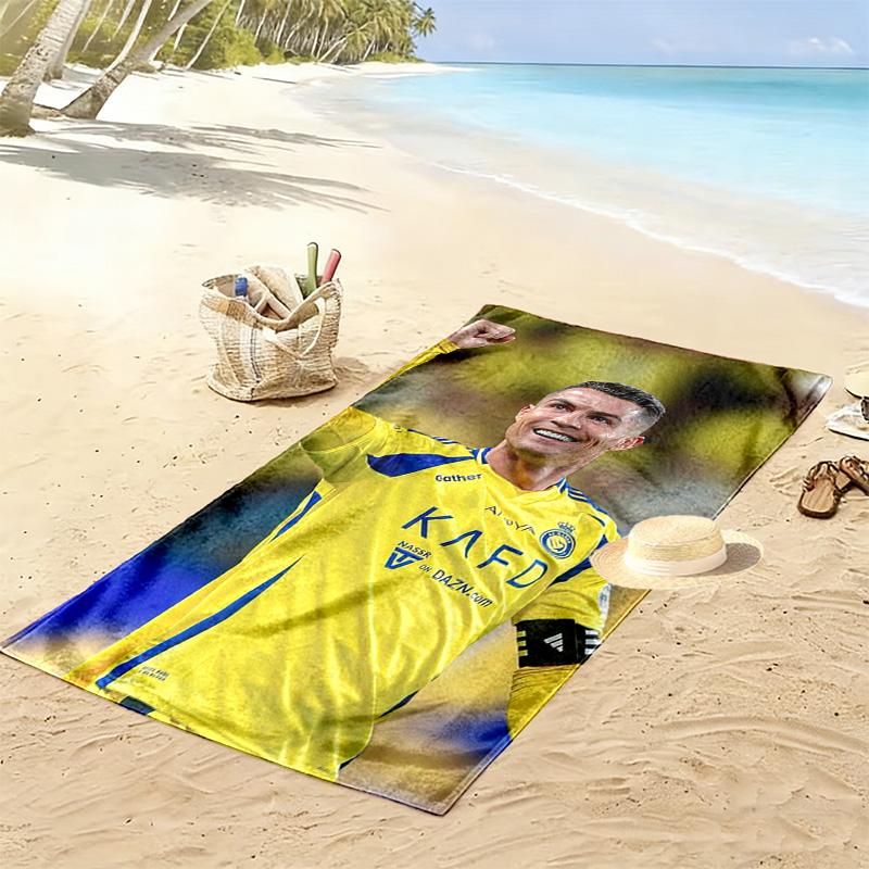 Plážová osuška s potiskem C Ronalda, Velká měkká rychleschnoucí osuška na pláž, kempování, plavání