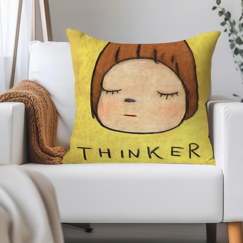 Art Y-Yoshitomo Nara Pillow Case Applicable Space For Guest Rooms Interiors Cars Office House Decoration