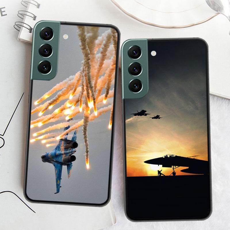Military Aircraft Warship Fighter Phone Case For Samsung S25 Edge S24 FE Galaxy S22 Ultra S21 Plus S20 S23 S10 Plus Cover Silico