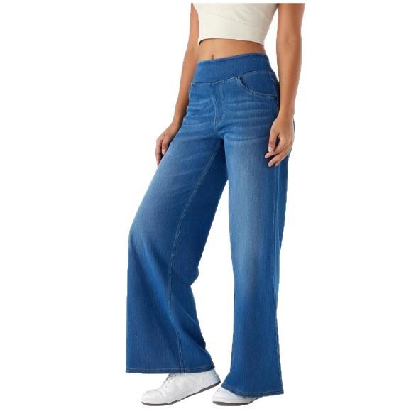 Women's High-rise Wide-leg Jeans with Tummy Tuck Slim Fit Made From Stretch Denim Fabric Are Stylish for Casual Everyday Wear