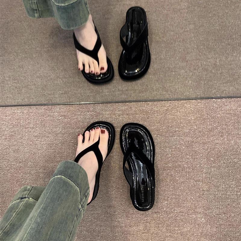 fashion 2024 Summer Clip Toe Women Slippers Fashion Elegant Thick Bottom Slides Shoes Ladies Outdoor Wedges Sandalias Casual Flip Flop