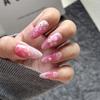 3D Glue Drip Flower Nail Art: 24 Skin-Brightening, Light Luxury Almond-Shaped Wearable Fake Nails