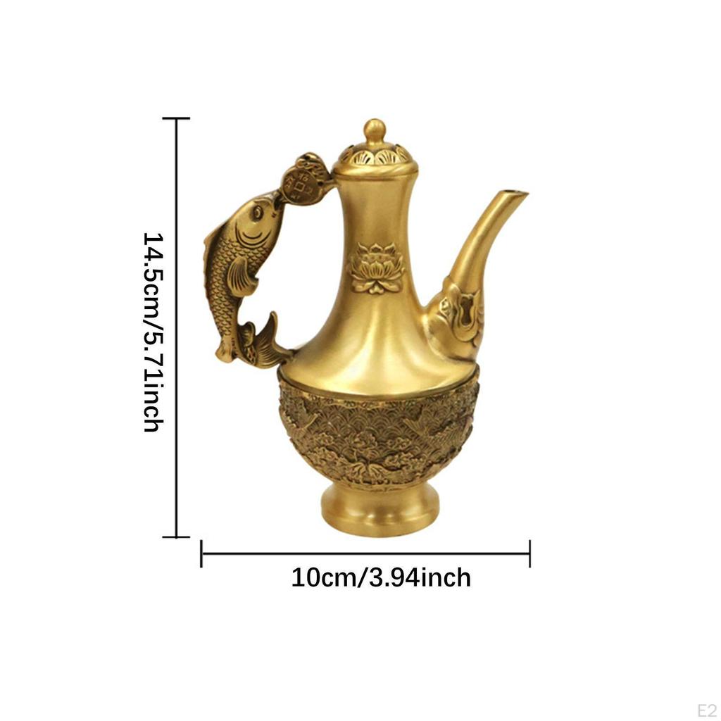 Mosiężny Czajnik do Herbaty Dzbanek na Napoje Łatwy do Czyszczenia Dekoracja Artystyczna Ręczny Ornament Czajnik na Biurko Do Wnętrz