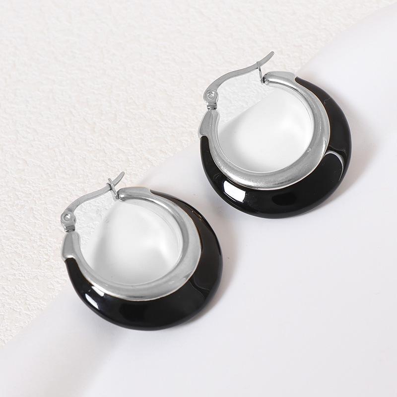 Retro Epoxy Circle Enamel Earrings: Fashionable, High-end & Versatile