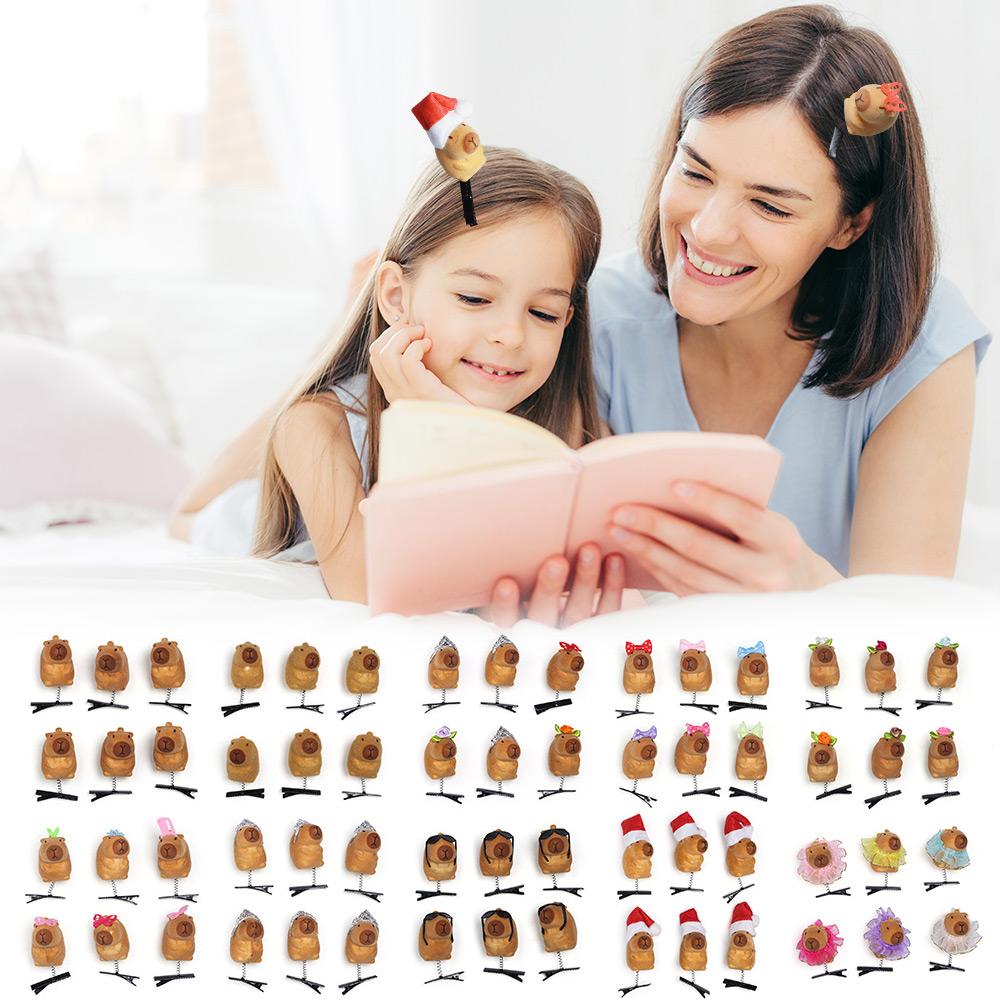 6pcs Cute Cartoon Capybara Spring Hair Clip 3D Kawaii Capybara Hair Accessories Funny DIY Hairpin New Year Gift