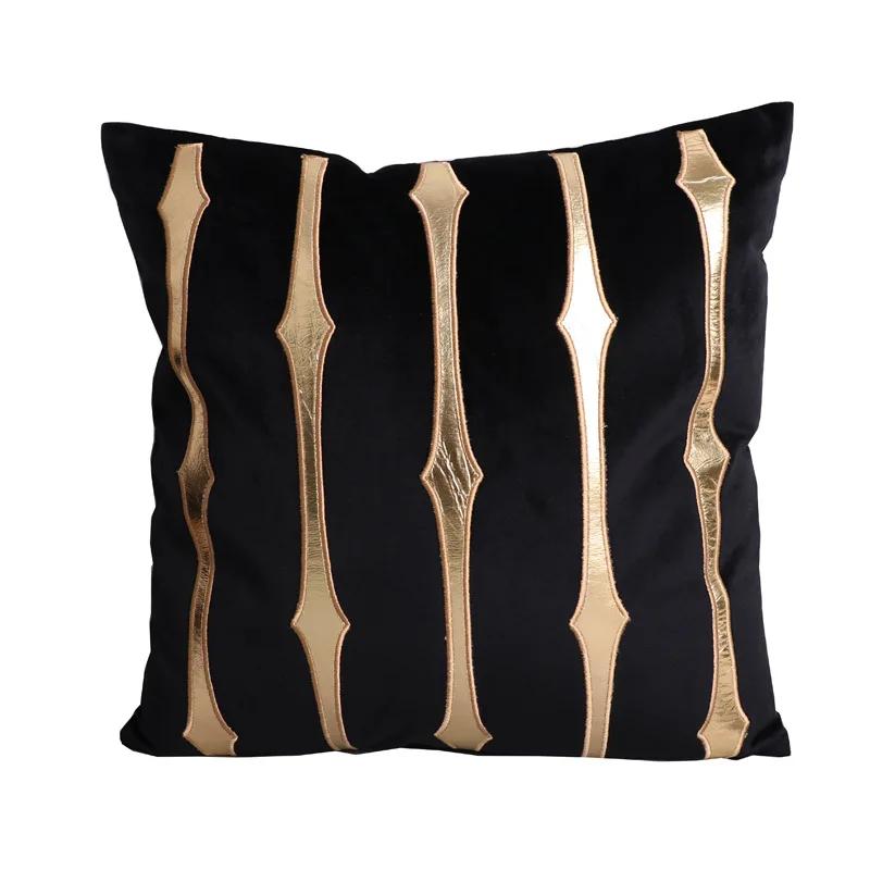 Mint Blue Velvet Cushion Cover with Gold Decor Coffee Seat Home Sofa Living Room Bed Pillowcase Funda Cojin