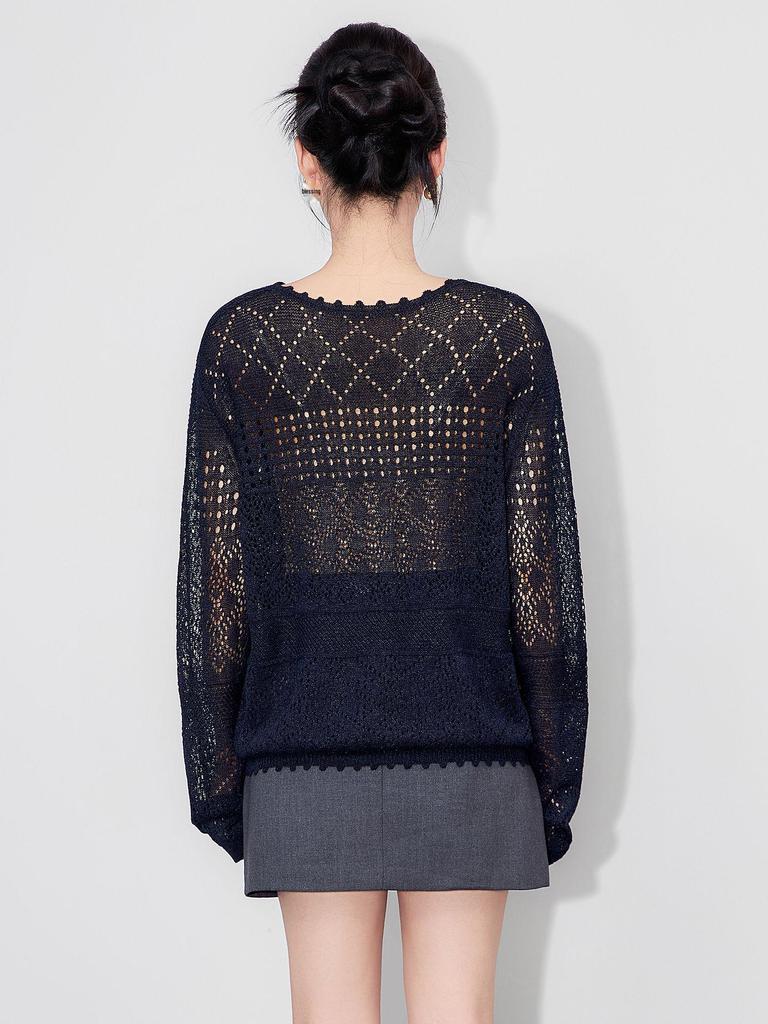 Bohemian Trójwymiarowa Dzianina Szydełkowa z Dziurkami na Wczesną Jesień