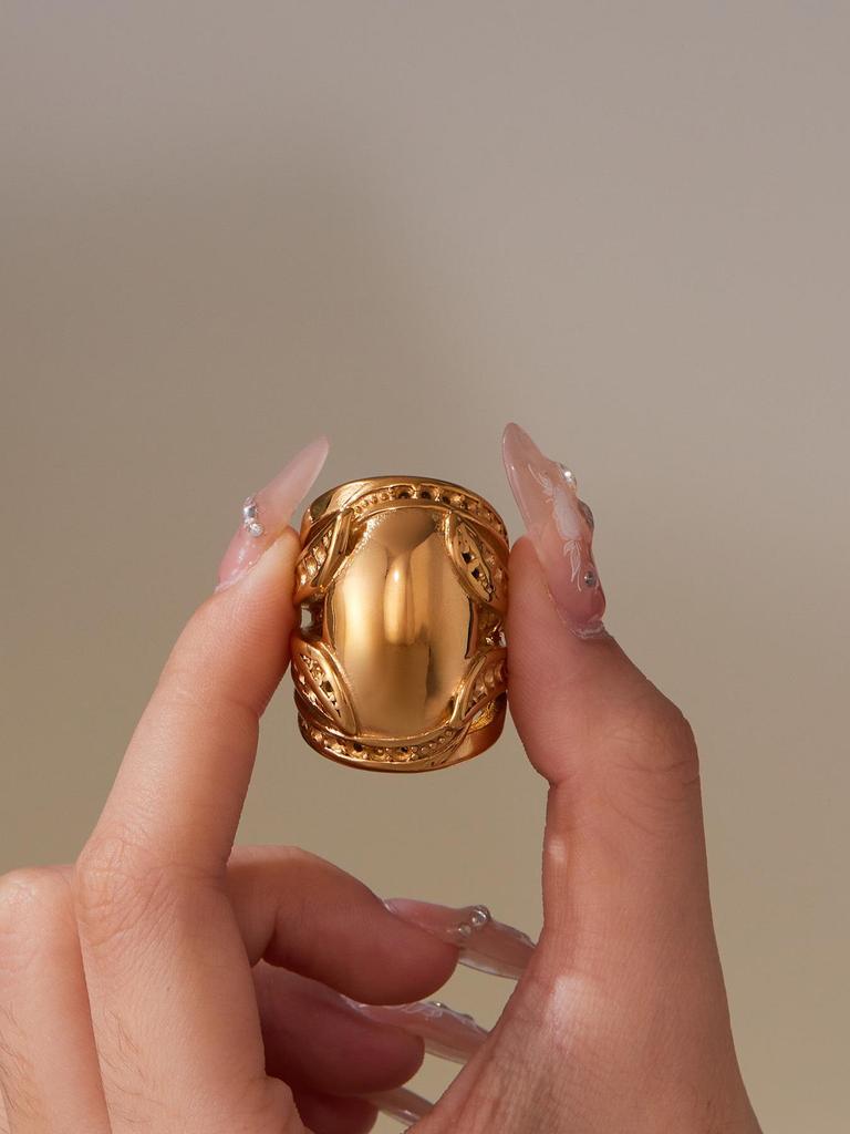 Oumaijia Stal Nierdzewna Pozłacana 18k Pierścień Ochraniacz Kciuka