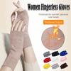 Warm Half Finger Gloves Solid Color Cycling Mittens Comfortable Knitted Mittens