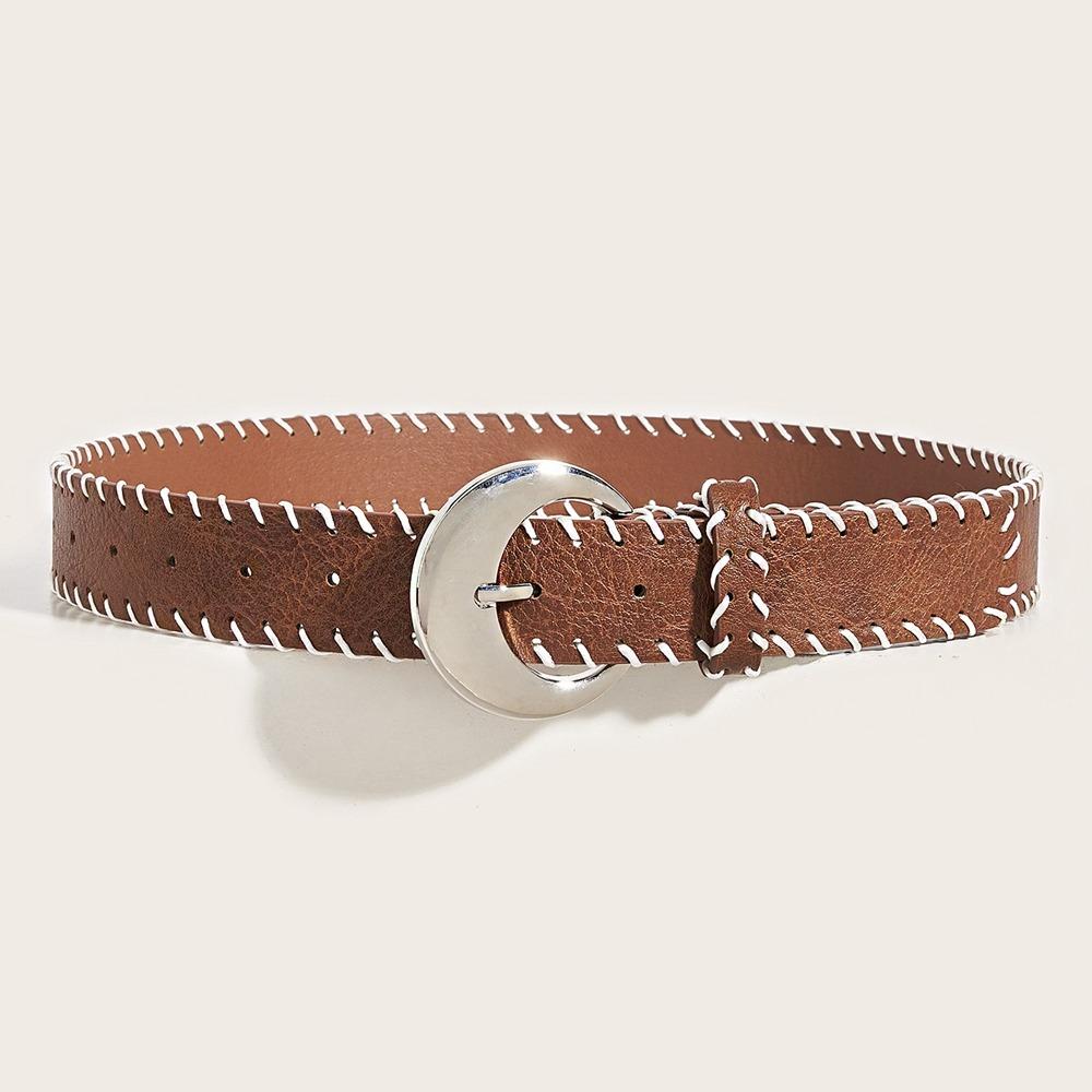 

Винтажный ремень из искусственной кожи Харадзюку Поясной ремень Модный широкий ремень Вечеринка коричневый