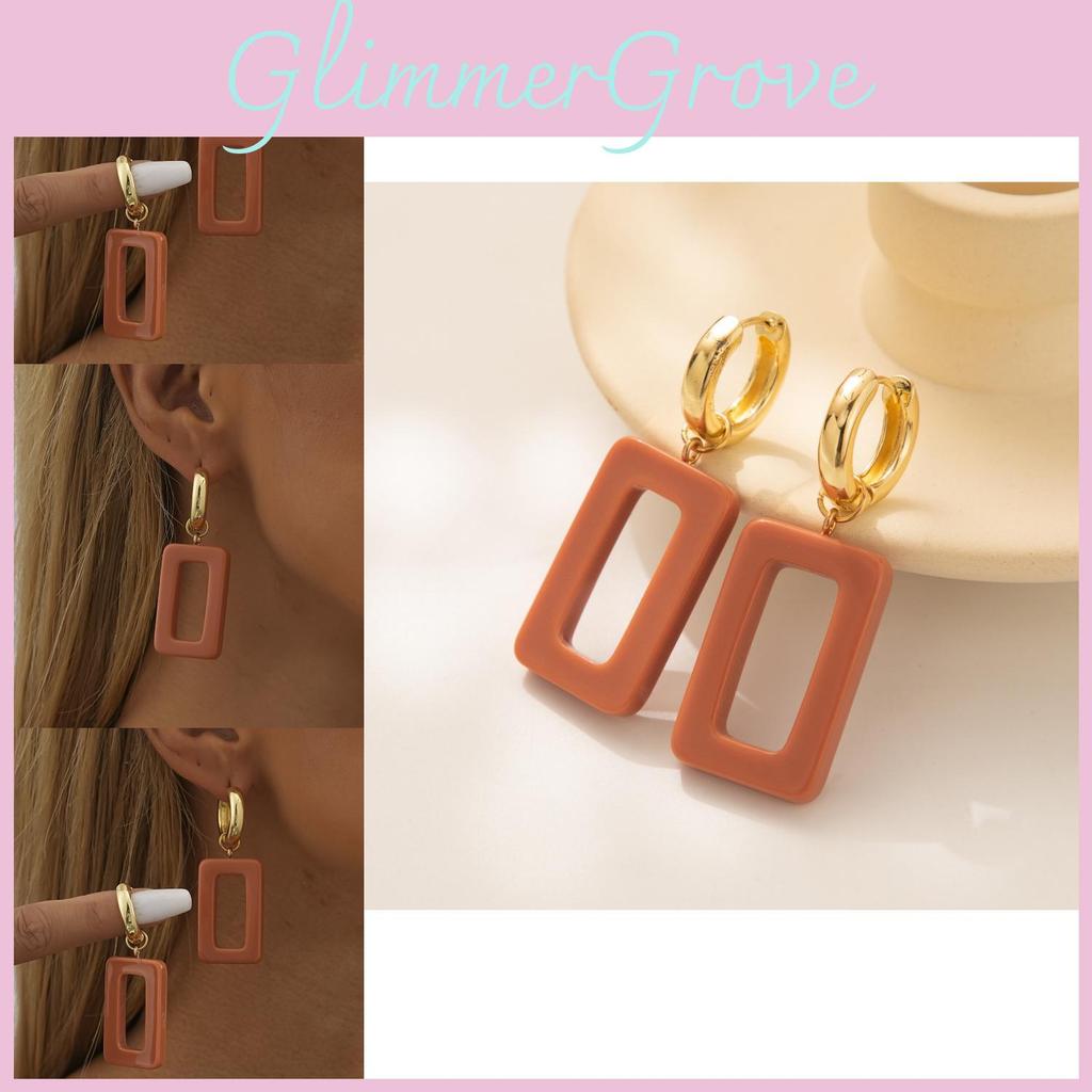 Trendy Fall Geometric Earrings 2023 Stylish Resin Design Square