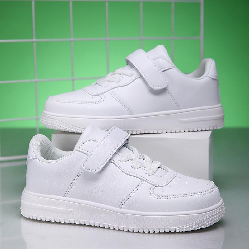 Classmates Children's Board Shoes Students Little White Shoes Four Seasons Boys and Girls Leather School Performance White Soft-soled Sneakers