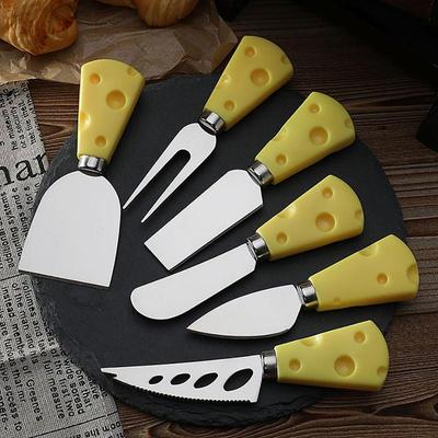 6 PZ/SET Coltelli per formaggio in acciaio inox con manico in legno di bambù Affettatrice per formaggio