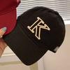 Stylish Korean Brand K Letter Embroidered Round Top Curved Brim Baseball Cap Unisex Casual Sunscreen Breathable Hat