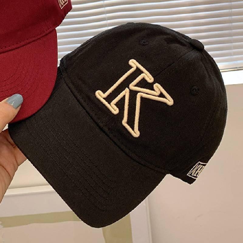 Fashionable Korean Brand K Alphabet Embroidered Adjustable Cotton Baseball Cap Unisex Street Style Sunshade Breathable Hat чёрный