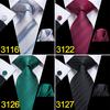 Hi-Tie Business Formal Striped Tie Jacquard Woven Silk Necktie Handkerchief Cufflinks Set for Men