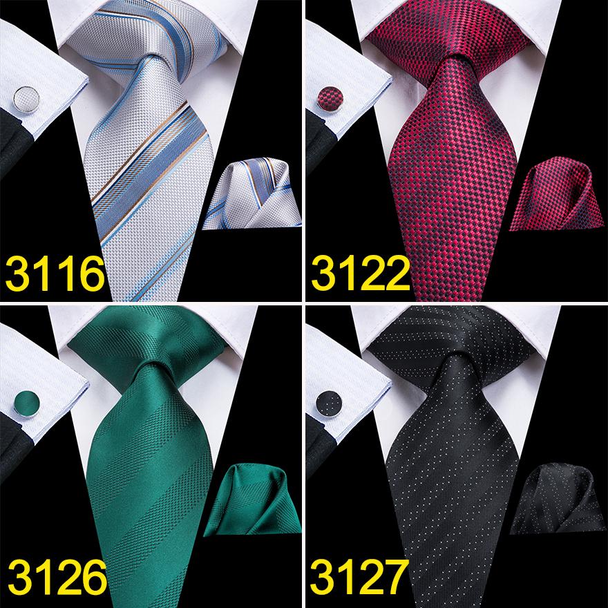 Hi-Tie Business Formal Striped Tie Jacquard Woven Silk Necktie Handkerchief Cufflinks Set for Men