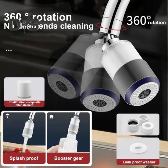 Sink Faucet Water Filter 360-degree Rotating 2 Mode Splash Universal Easy To Install Hard Tap Water Softener Water Filter Kitchen Supplies