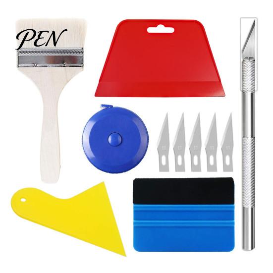 Window Tinting Application Kit 11Pcs Pro Vinyl Wrap Applicator Tool with Felt Squeegees Precision Cutting Knife Auto Glass Plastic Scraper,