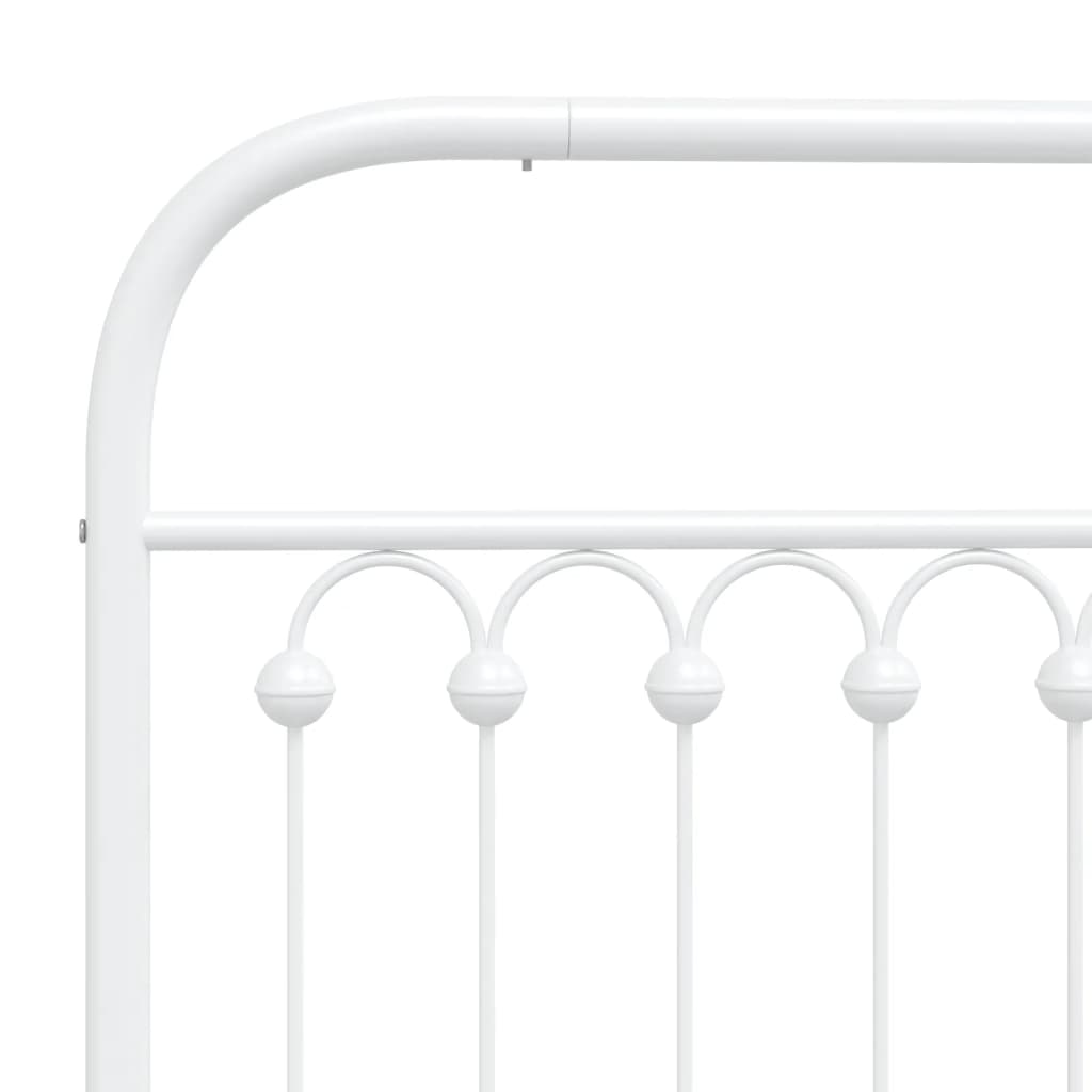 Metal Bed Frame with Headboard White 100 x 190 cm