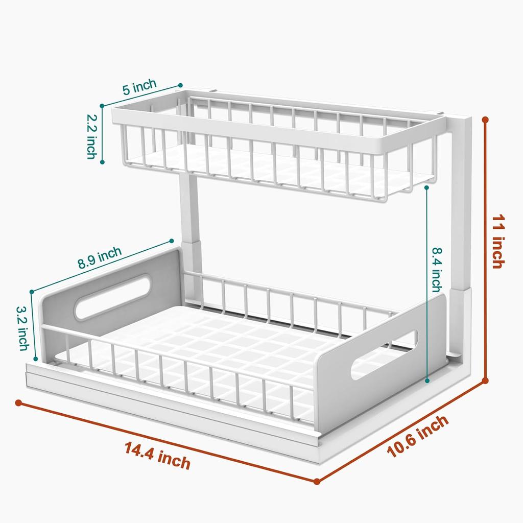 Ausziehbarer Küchen-Schrankorganizer Mit 2 Ebenen - 55,9x21,6x49,5 Cm, Soft-Close, Max. 45,4 Kg Pro Korb