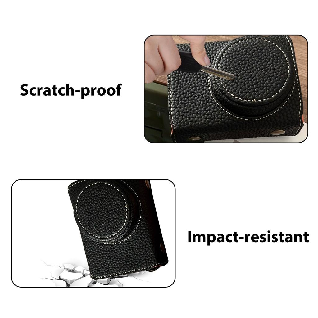 Vintage PU Leather Camera Bag Half Body Protective Cover with Strap for GR IIIx GR III GRIII GR3 Enhanced Grip Soft