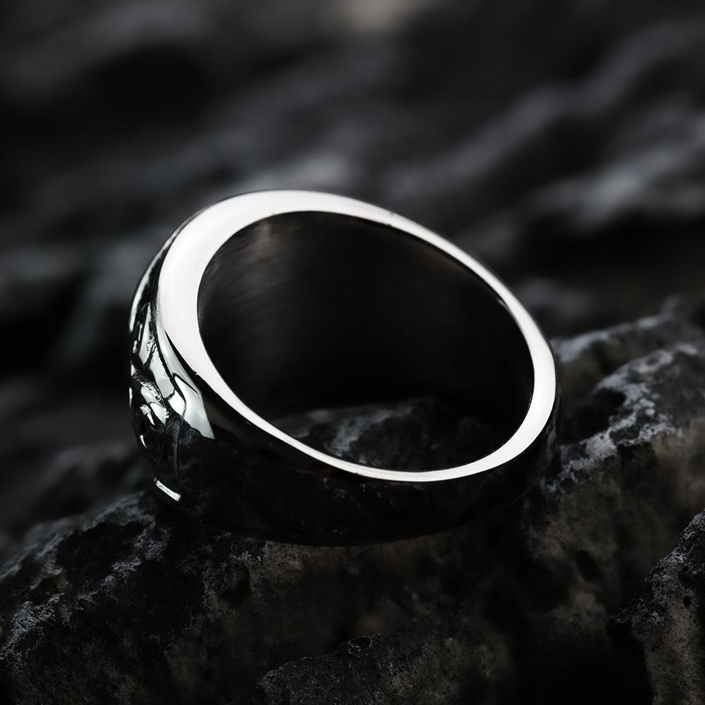 Vintage Stainless Steel Men's Ring With Norse Viking Swirl Design