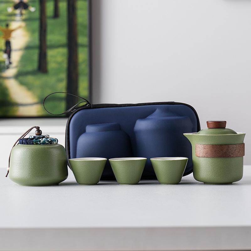 Light Luxury Hand-painted One Pot Three Cups High-end Travel Tea Set Portable Set Teapot Teacup Business Commemorative Gift