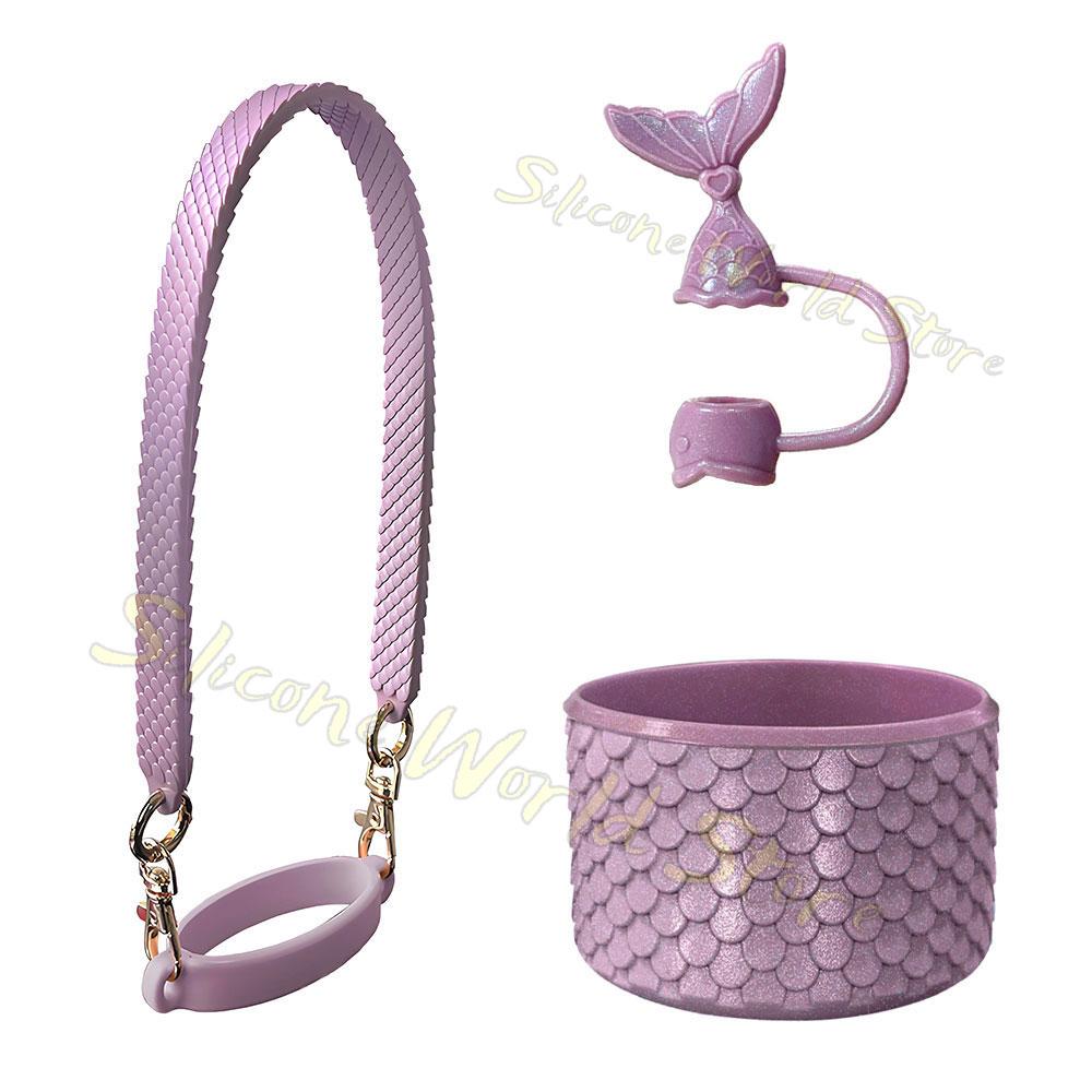 SW 3PCS Cup Accessories Set for Stanley Silicone Straw Cover Cap Cup Boot Sleeve Cups Hanging Rope Water Bottle Handle Strap