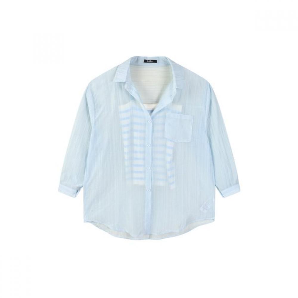 LAP Knit Sleeveless Sheer Shirt Set As2ex420