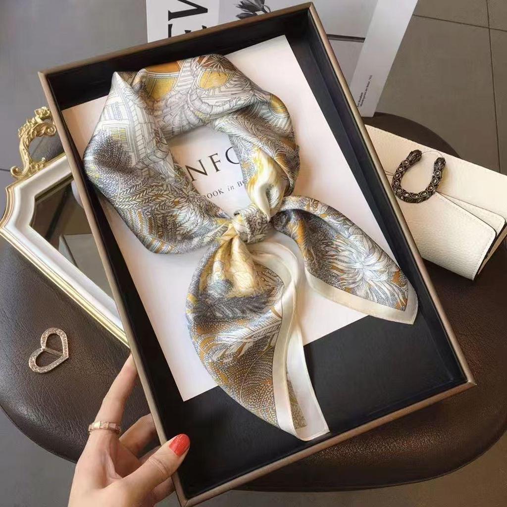 70cm Versatile Fashionable Mulberry Imitation Silk Scarf for Middle-Aged & Elderly - Summer Neck Protection